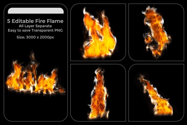 Llamas de fuego realistas sobre un fondo negro