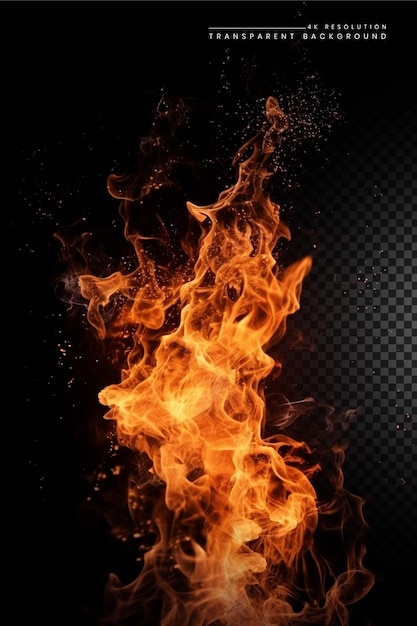 Llamas de fuego realistas sobre un fondo transparente