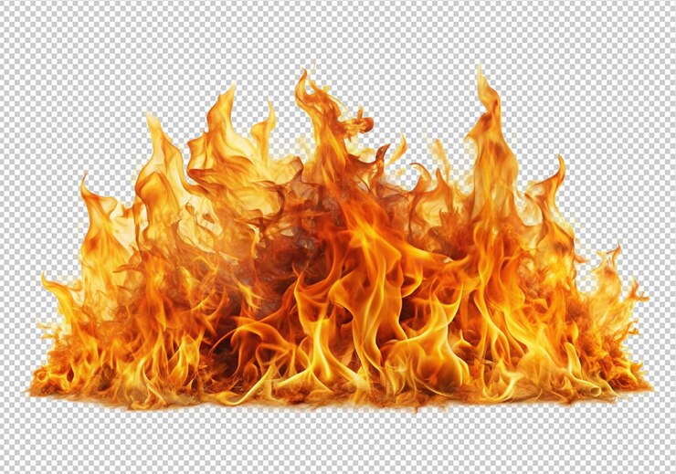 PSD llamas de fuego sobre un fondo transparente