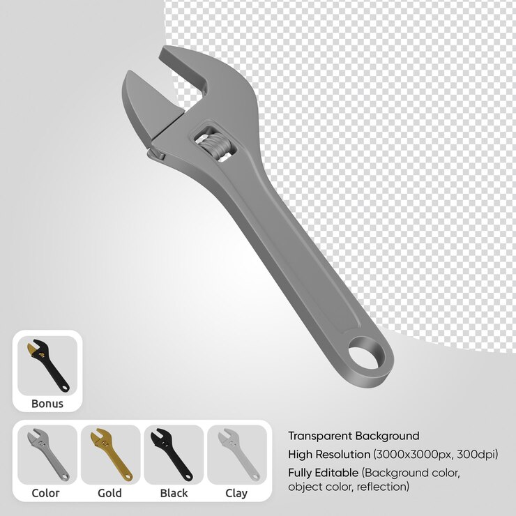 PSD llave ajustable 3d