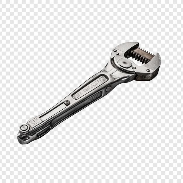 Llave ajustable aislada sobre un fondo transparente