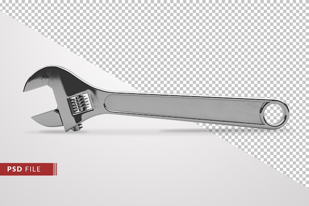 PSD llave ajustable aislado mecánico herramienta de mano 3d render