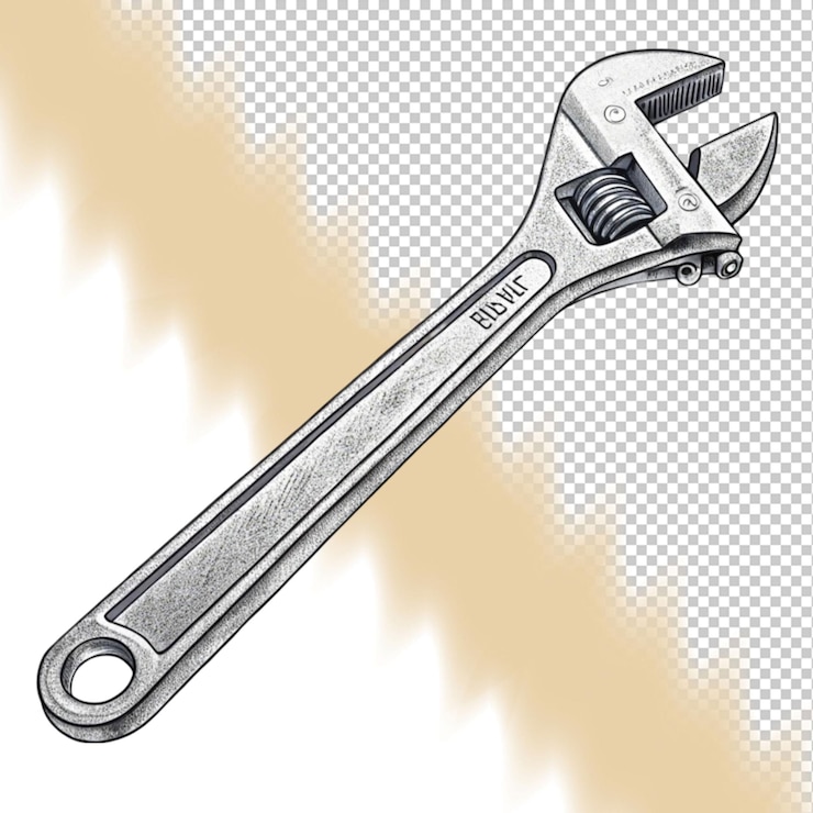 PSD llave ajustable o llave de tornillo o herramienta mecánica png psd aislado en un fondo transparente