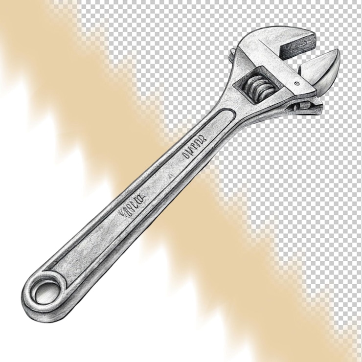 PSD llave ajustable o llave de tornillo o herramienta mecánica png psd aislado en un fondo transparente