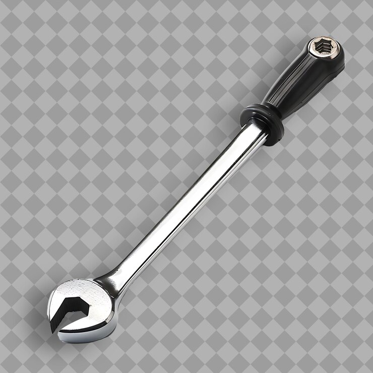PSD llave de allen con mango de plástico negro y eje de cromo una herramienta png en un fondo limpio