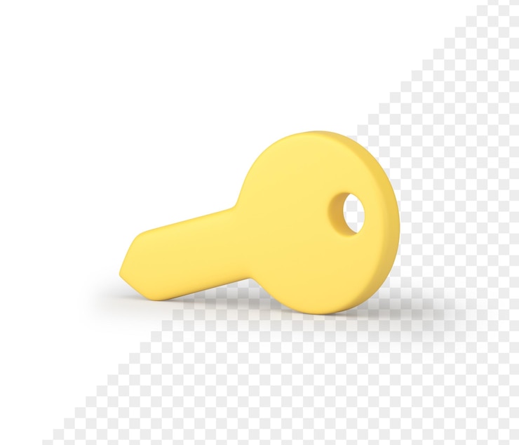 PSD llave amarilla desbloqueo bloqueo cuenta web candado protector insignia isométrica icono 3d realista