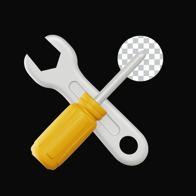 llave y destornillador 3D icono