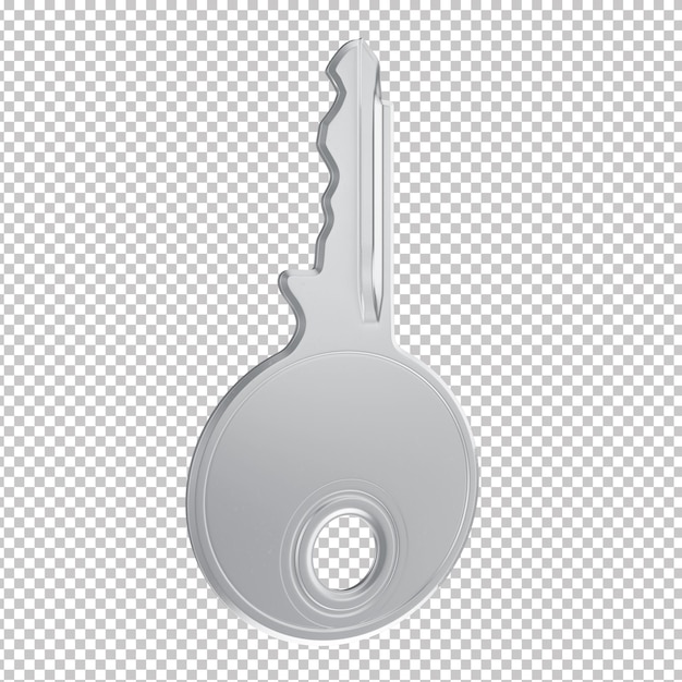 Llave de puerta de acero cromado 3D con fondo transparente