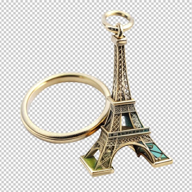 Llave de la Torre Eiffel en un fondo transparente