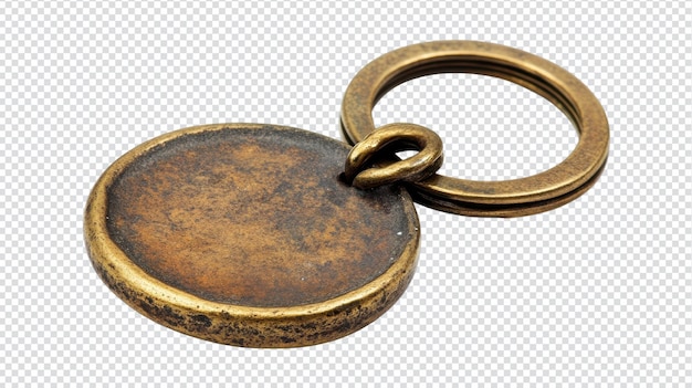 Un llavero de bronce vintage con un pequeño colgante que captura la elegancia atemporal perfecto para uso personal o como un artículo de regalo único para coleccionistas haciéndolo una adición excepcional a sus accesorios
