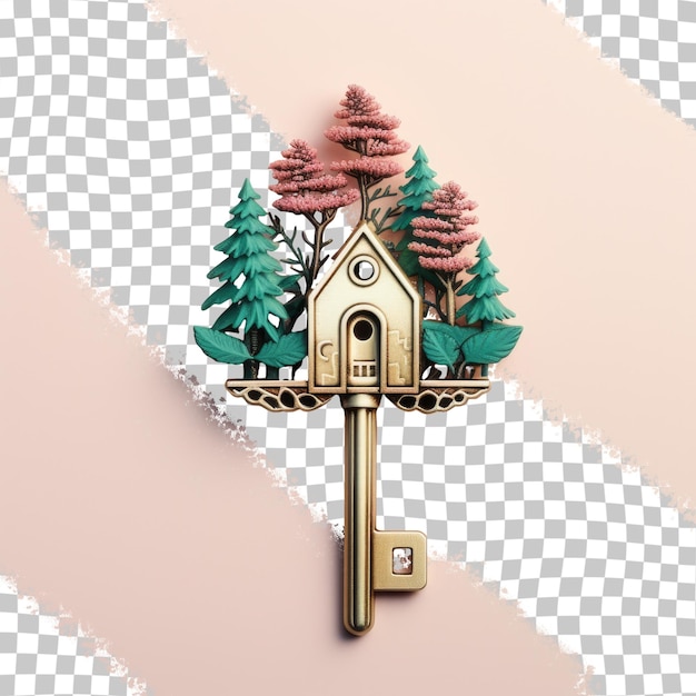 PSD las llaves de la casa en un entorno forestal