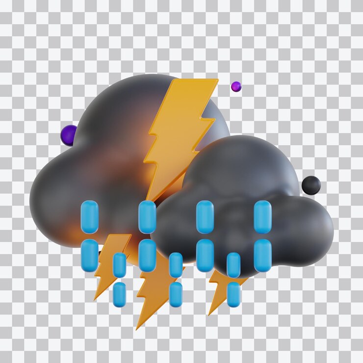 PSD el llovizno con el arco iris 3d ilustración