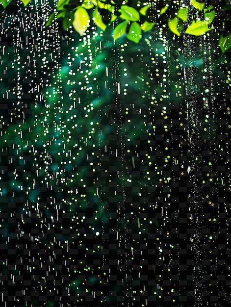 La lluvia imaginaria brillante difusa con niebla aireada y guisante verde png efecto de luz de neón colección y2k