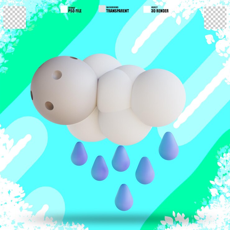 PSD lluvia de noche de ilustración 3d