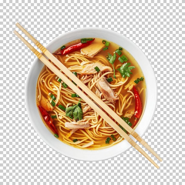 Lo mein asiatische suppe spaghetti pasta rindfleisch und nudeln isoliert auf durchsichtigem hintergrund