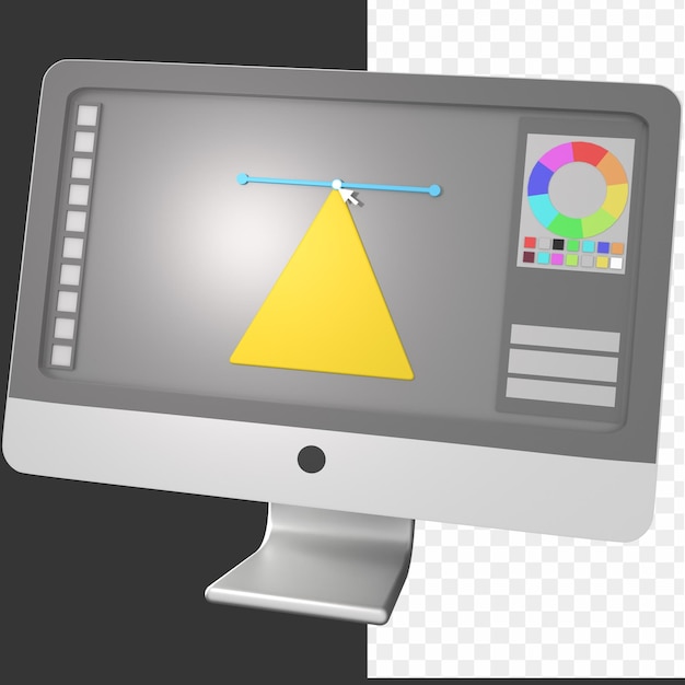 Lo schermo di un computer con sopra un triangolo giallo