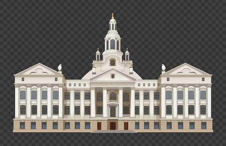 PSD lo stile dell'illustrazione della city hall isolato su uno sfondo trasparente