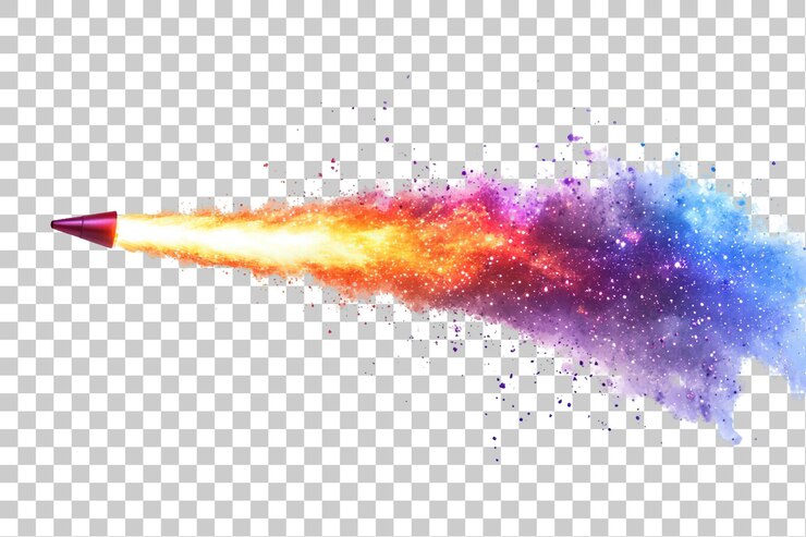 PSD lo stupefacente esplosione di un razzo con scintille luminose e colorate