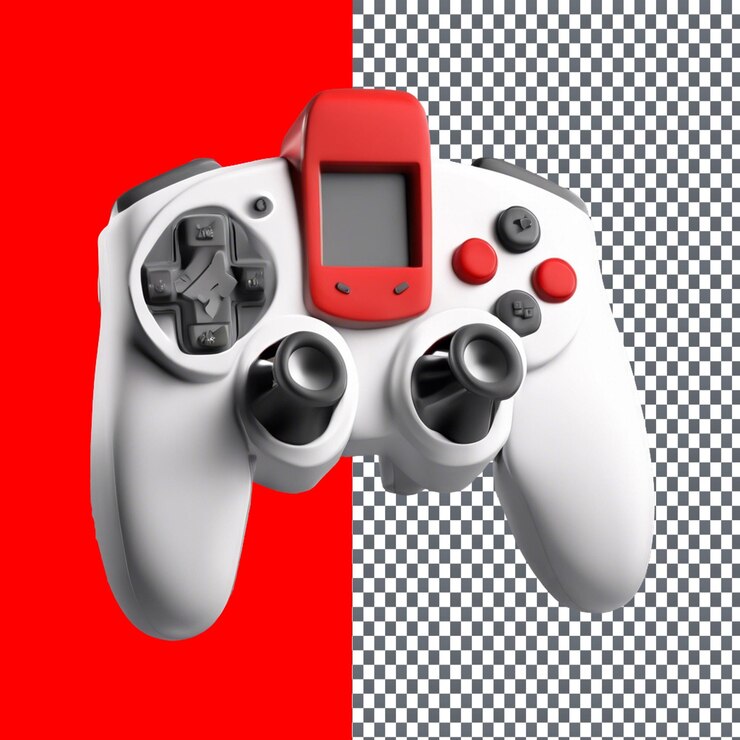 PSD loating controlador de juego de dibujos animados renderizado aislado en fondo transparente