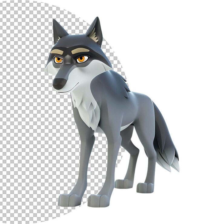 PSD lobo en 3d con fondo transparente