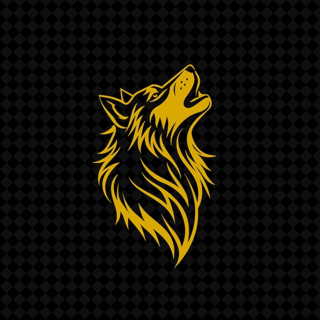 lobo amarillo con una cabeza amarilla sobre un fondo negro