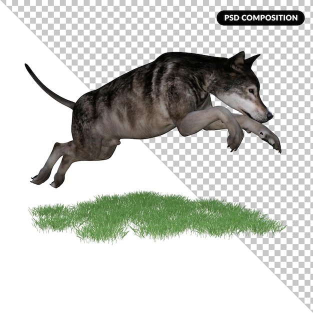 PSD lobo, animal, aislado, 3d