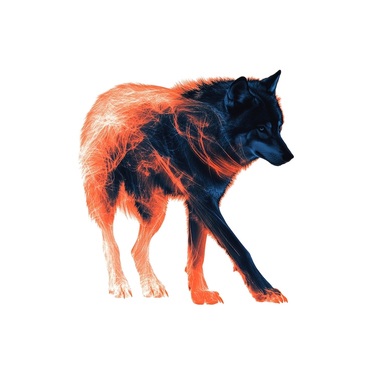 PSD el lobo ardiente abstracto ilustración del lupus canino
