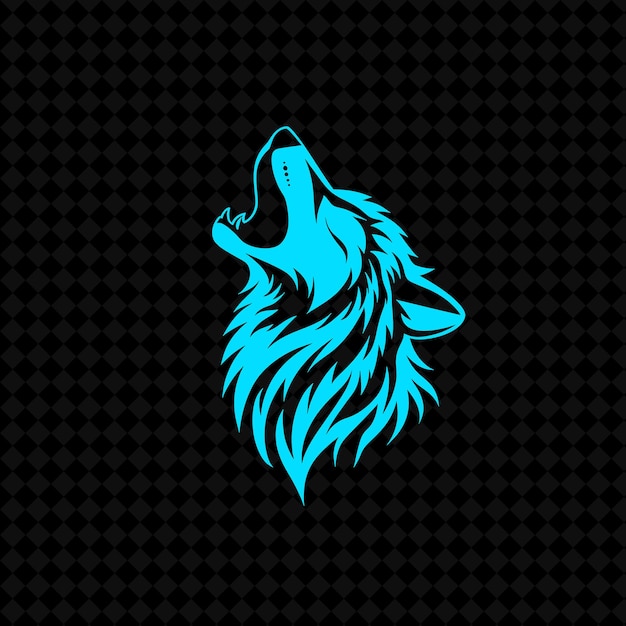 un lobo con una cabeza azul sobre un fondo negro