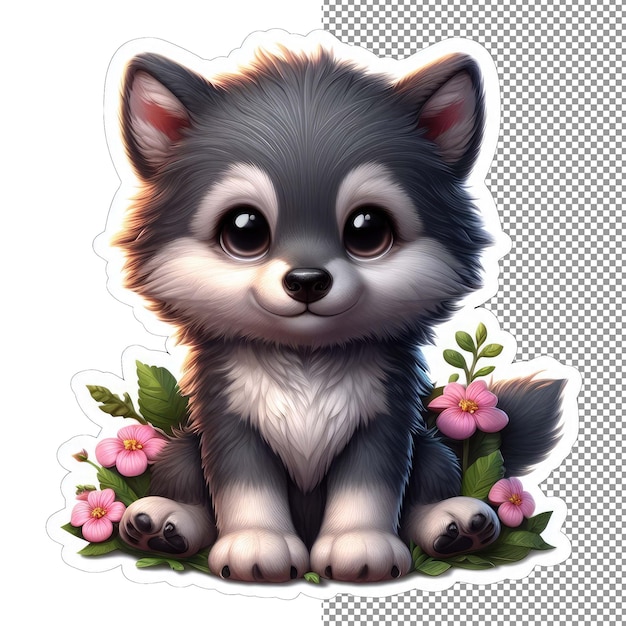 PSD el lobo del desierto floral entre las flores