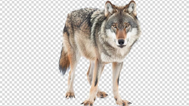 PSD lobo gris aislado sobre un fondo transparente