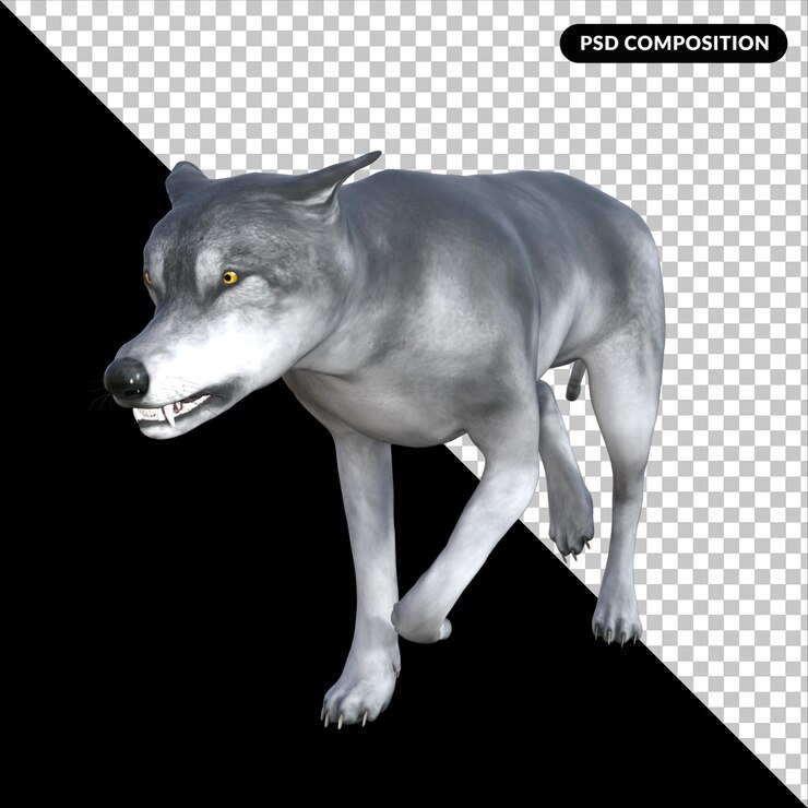 PSD lobo isolado renderização em 3d