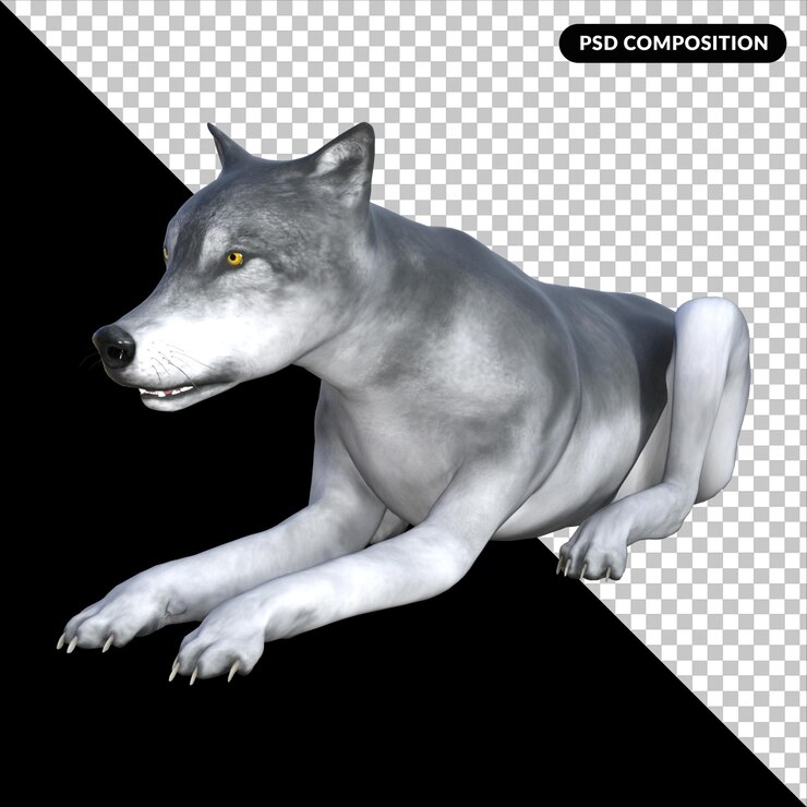 PSD lobo isolado renderização em 3d