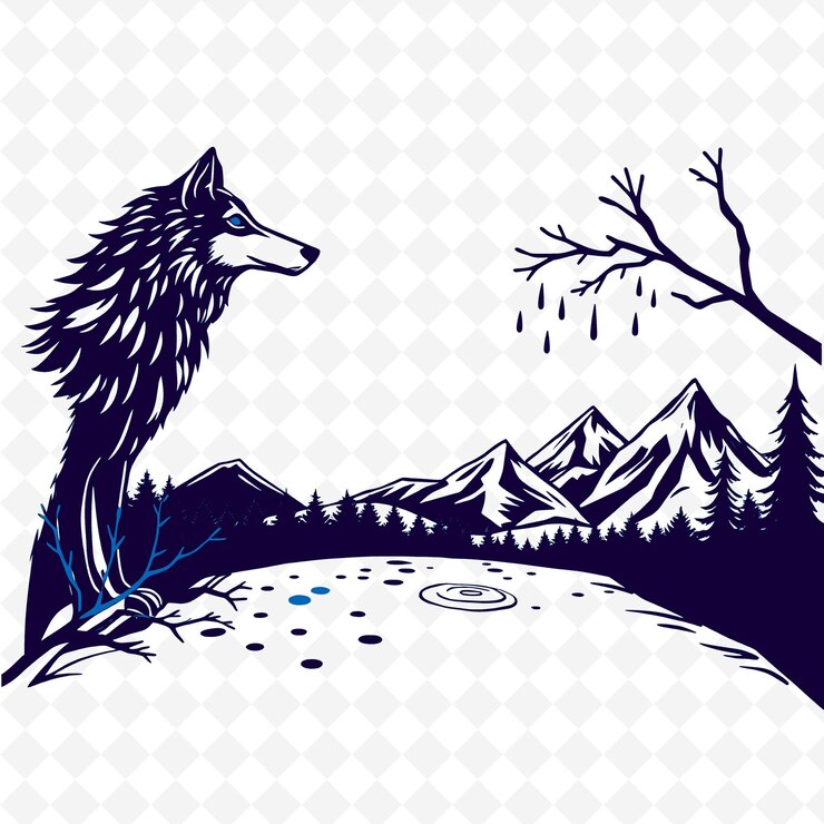PSD un lobo con un lobo en la cabeza