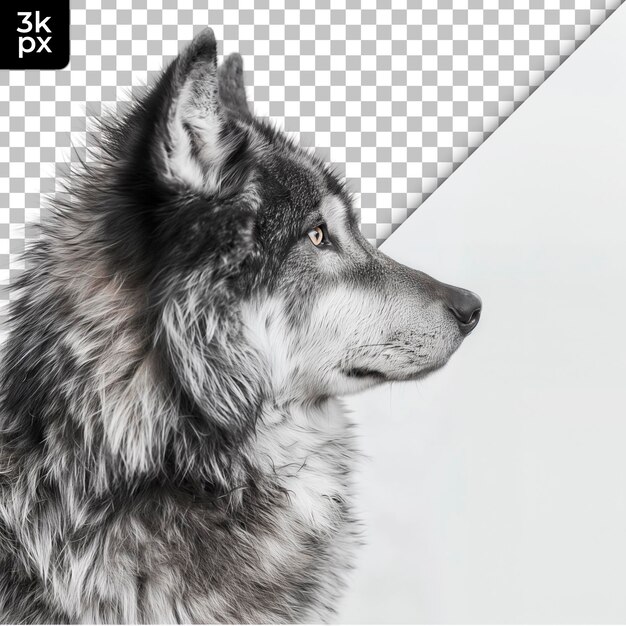 PSD un lobo se muestra en la imagen con un fondo blanco y negro