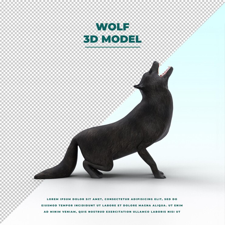 PSD lobo preto isolado