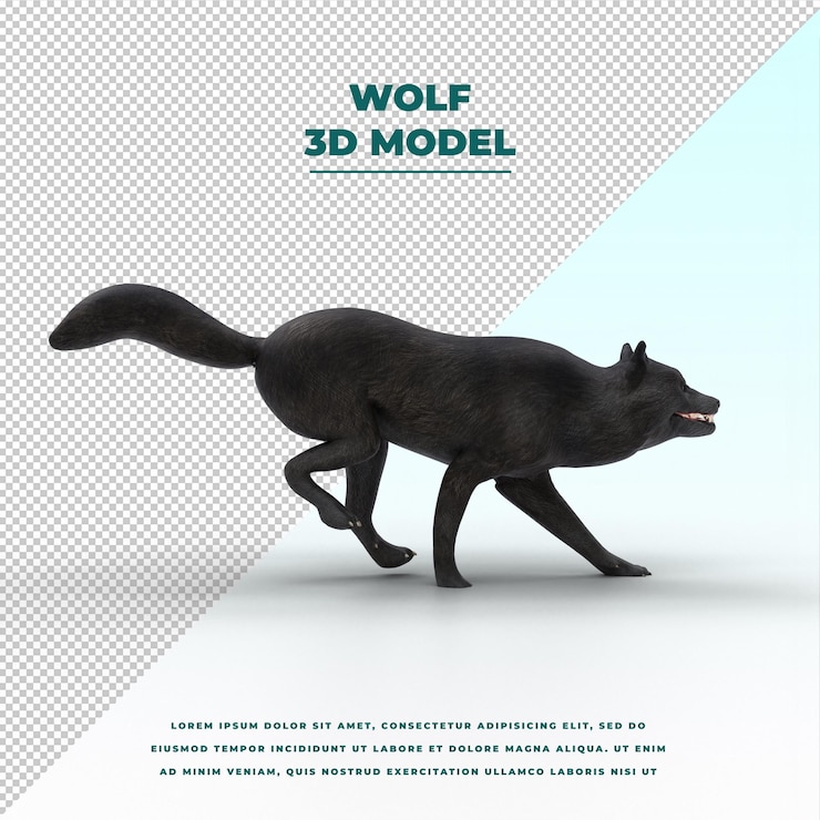 PSD lobo preto isolado