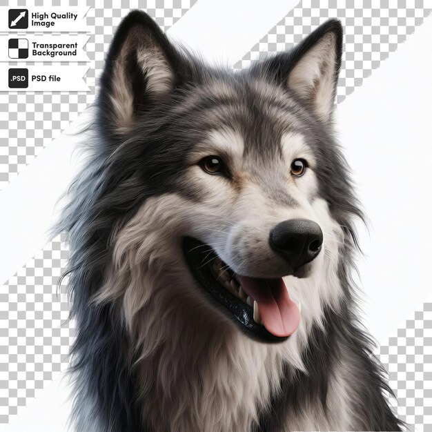 PSD lobo psd en fondo transparente con capa de máscara editable