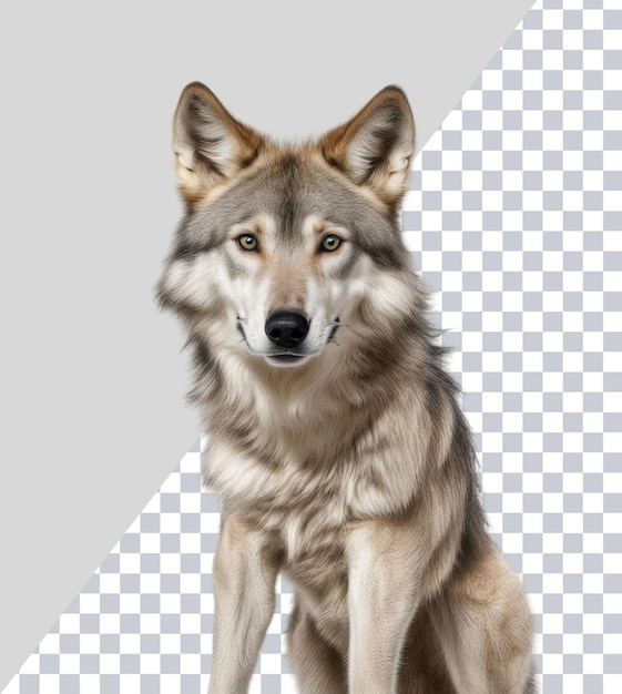 Un lobo que está en un fondo gris