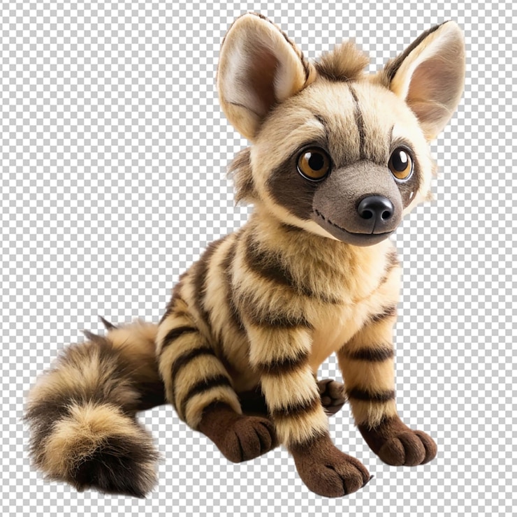 PSD lobo de tierra relleno de peluche esponjoso sobre un fondo transparente