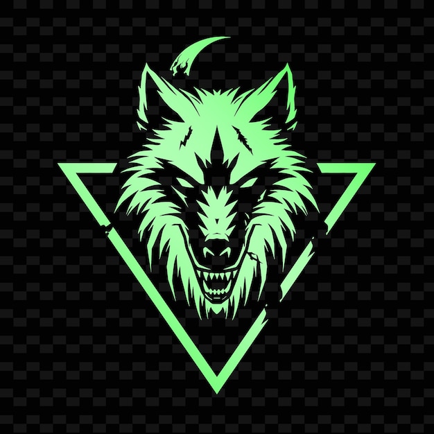 PSD un lobo verde con un fondo verde de un triángulo
