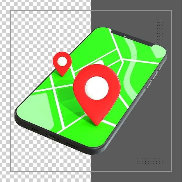 PSD localização de renderização 3d com rastreador gps de mapa móvel