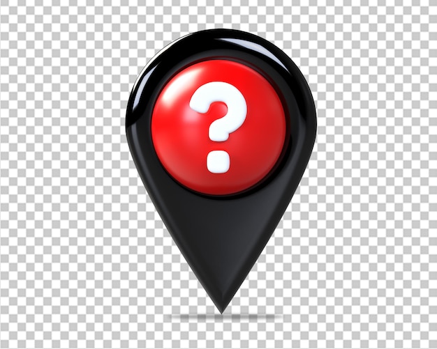 location map pin and question mark 3d icon on isolated background