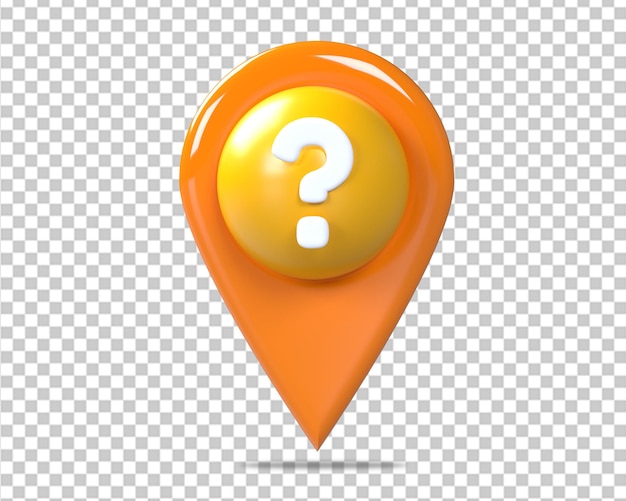 location map pin and question mark 3d icon on isolated background