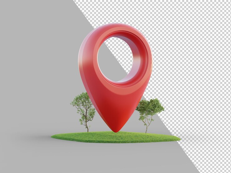 PSD location pin icon isolated on white background
