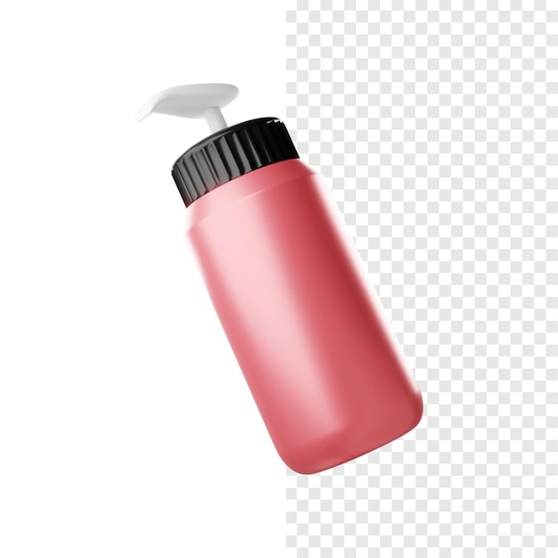 PSD loción corporal 3d una botella de líquido rojo con una tapa blanca en la parte superior