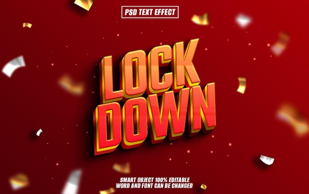 lock down text effect font editable typography 3d text