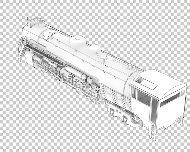 PSD locomotiva na ilustração de renderização 3d de fundo transparente