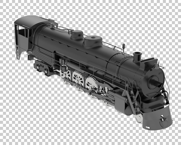 Locomotiva na ilustração de renderização 3d de fundo transparente