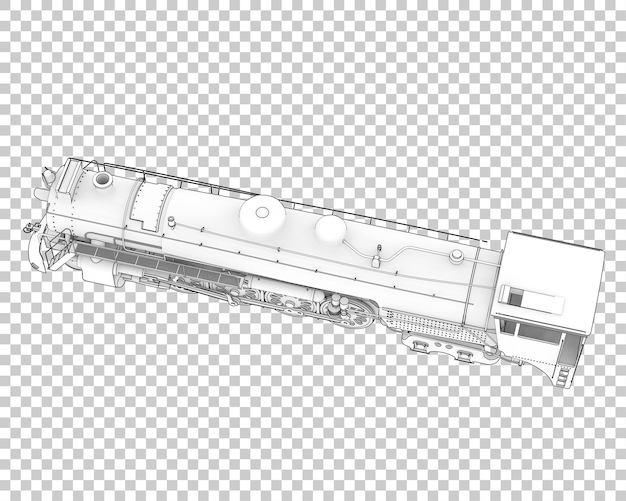 Locomotiva na ilustração de renderização 3d de fundo transparente