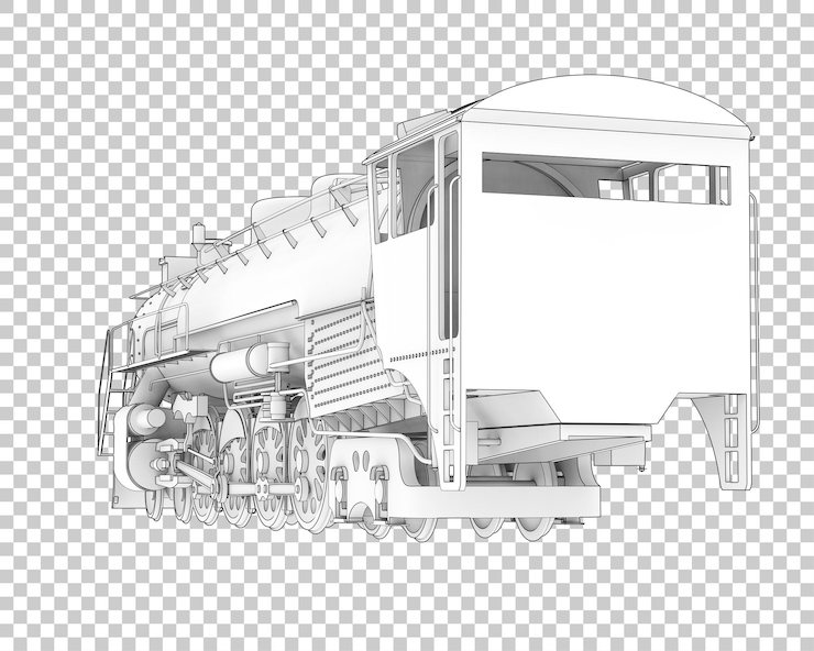 PSD locomotive sur fond transparent illustration de rendu 3d